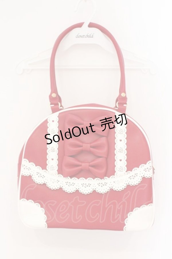 画像1: Chalmiere / ガーリーリボンボストンバッグ  アカ O-26-03-24-008-0-BG-OW-OS (1)