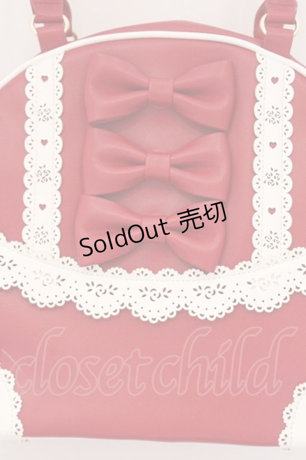 画像2: Chalmiere / ガーリーリボンボストンバッグ  アカ O-26-03-24-008-0-BG-OW-OS (2)