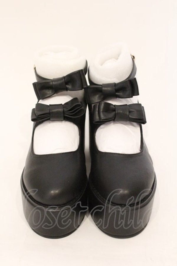 画像2: Ank Rouge / ダブルリボンドーリーシューズ L クロ O-26-03-24-009-CA-SH-IG-OS (2)