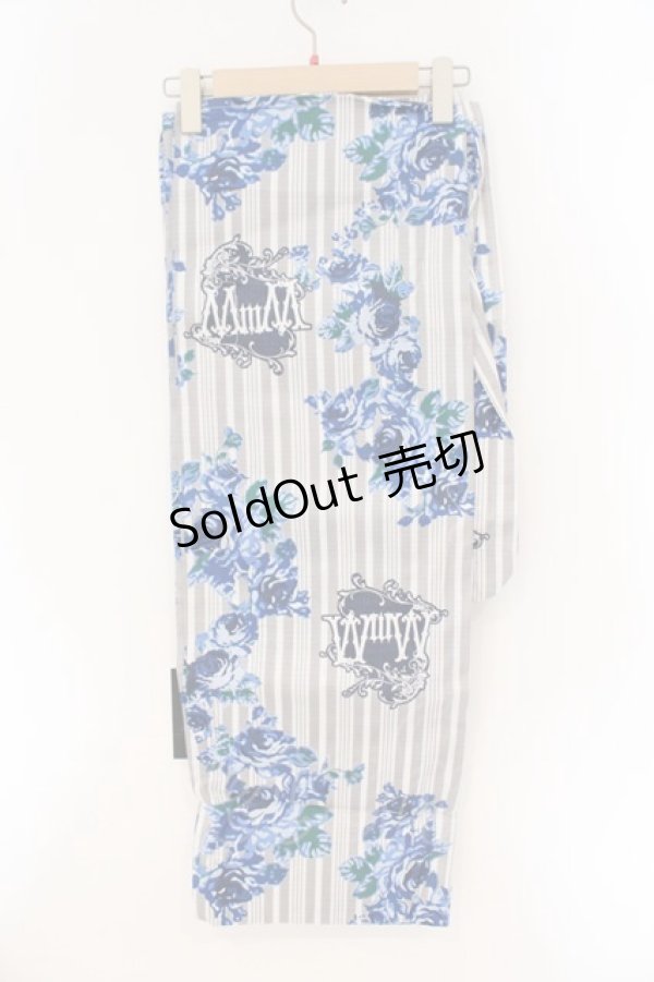 画像3: Moi-meme-Moitie / 浴衣（青薔薇柄）+帯（青）セット  グレー×ブルー×ホワイト O-26-03-24-010-MO-OP-IG-OS (3)