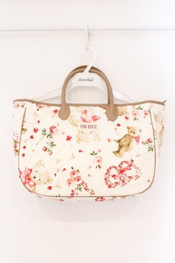 画像1: PINK HOUSE / テディローズプリントキルティングバッグ  バニラ O-26-03-24-002-LO-BG-IG-OS (1)