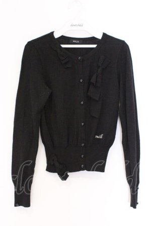 画像: MILK / プリーツリボンカーデ  クロ O-26-03-25-037-ML-TO-IG-OS