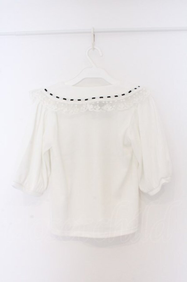 画像3: DearMyLove / レースフリル襟上品リブカットソー M シロ O-26-03-25-046-EL-TO-OW-OS (3)