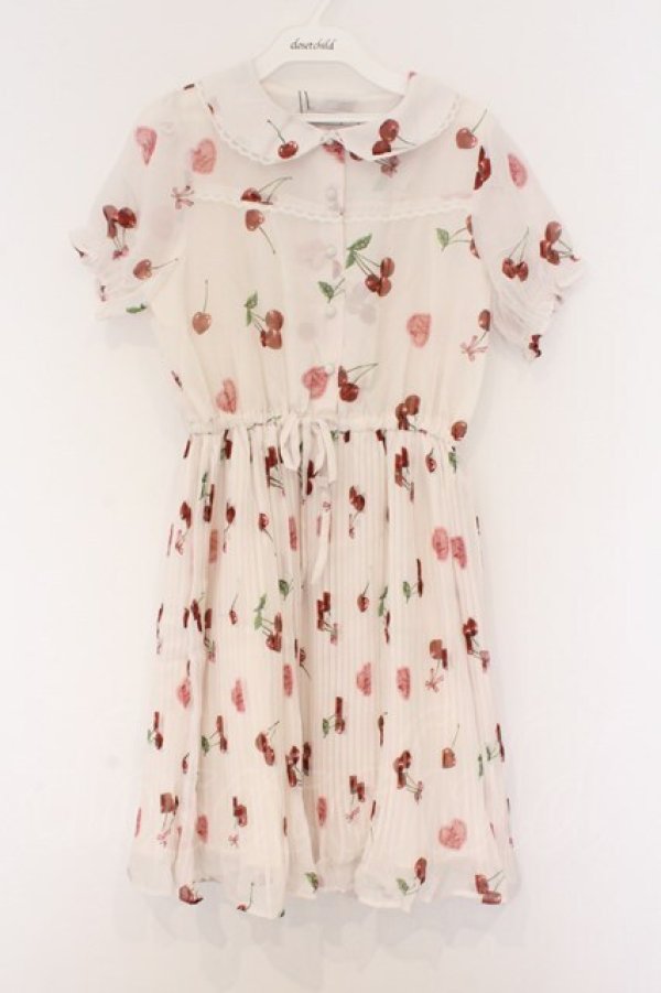 画像1: Ank Rouge / さくらんぼワンピース M シロ O-26-03-25-047-CA-OP-OW-OS (1)