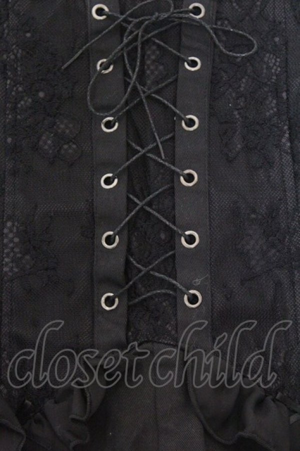 画像2: mon lily / レースアップフリルショートパンツ L クロ O-26-03-25-049-LO-PA-OW-OS (2)