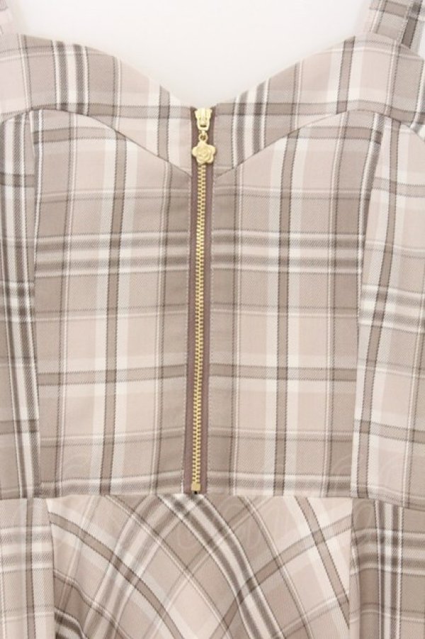 画像2: axes femme / センタージップチェックジャンスカ F ベージュ O-26-03-25-053-AX-OP-OW-OS (2)