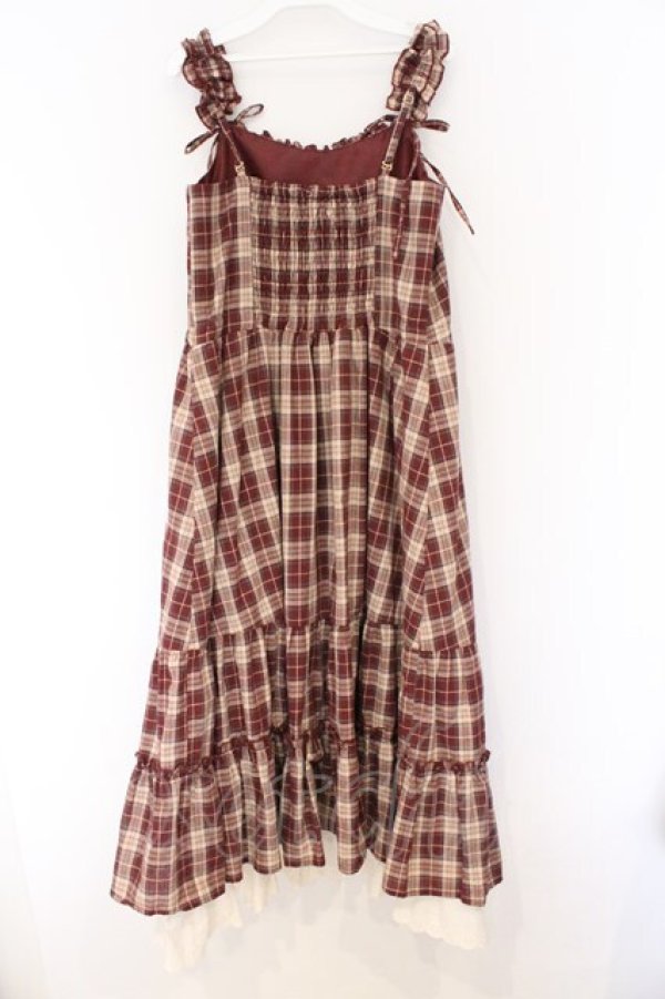 画像3: axes femme / コットンレース使チェックワンピース M アカ O-26-03-25-054-AX-OP-OW-OS (3)