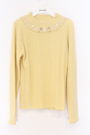 画像: axes femme / バラボトルネックリブプルオーバー F イエロー O-26-03-25-055-AX-TO-OW-OS