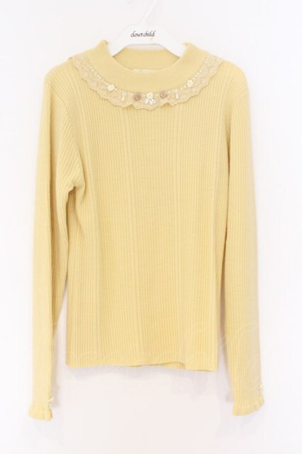 画像1: axes femme / バラボトルネックリブプルオーバー F イエロー O-26-03-25-055-AX-TO-OW-OS (1)