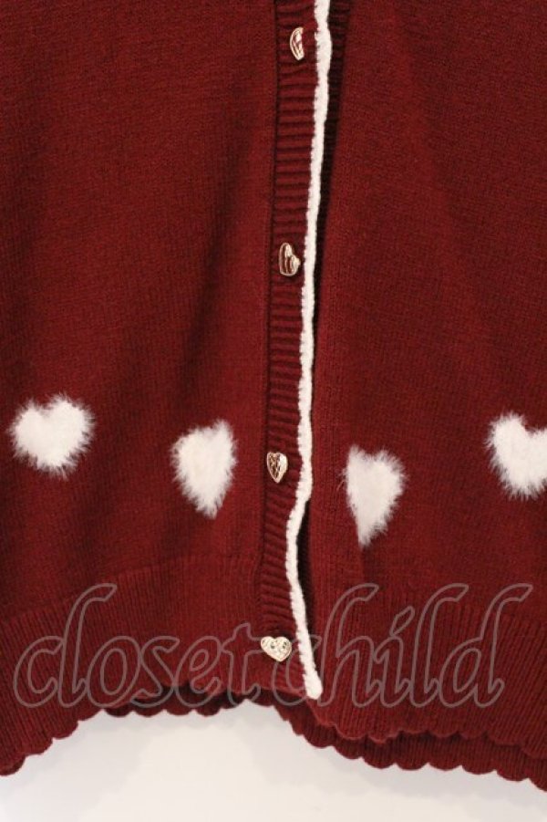 画像2: axes femme / ハートジャカードニットカーディガン F アカ O-26-03-25-059-AX-TO-OW-OS (2)