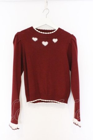 画像: axes femme / ハートジャカードニットプルオーバー F アカ O-26-03-25-060-AX-TO-OW-OS