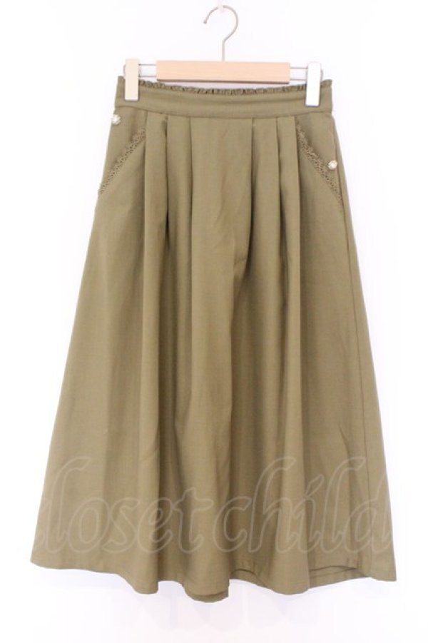 画像1: axes femme / サス付きタックスカート F グリーン O-26-03-25-007-AX-SK-IG-OS (1)