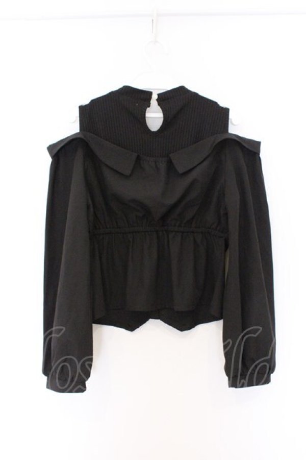 画像3: axes femme POETIQUE / フェイクレイヤードオフショルトップス M クロ O-26-03-25-012-AX-TO-YM-OS (3)