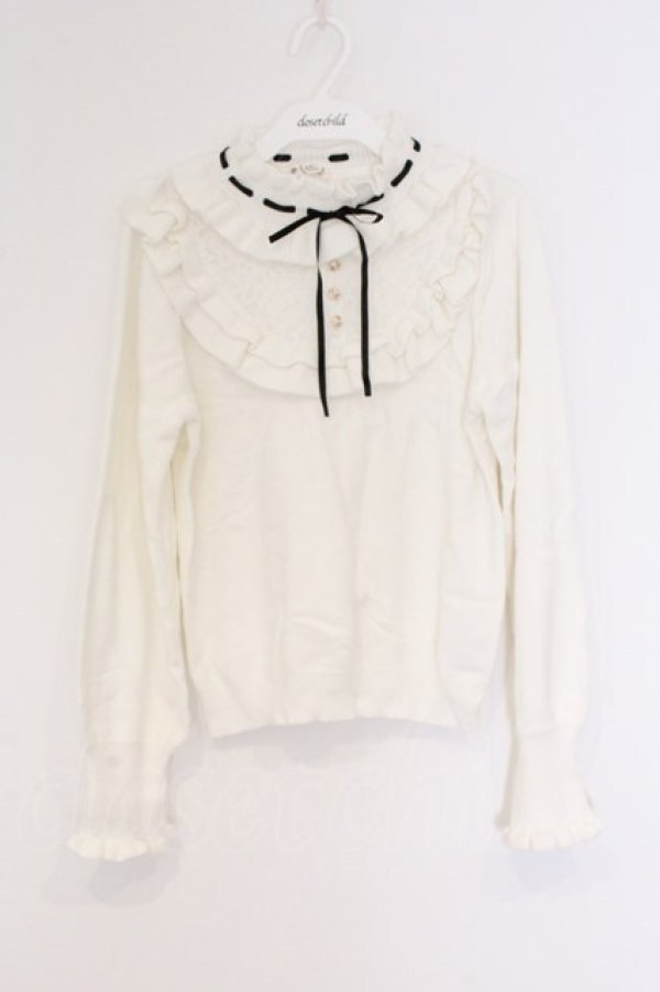 画像1: axes femme / ヨークフリルニット F シロ O-26-03-25-015-AX-TO-YM-OS (1)