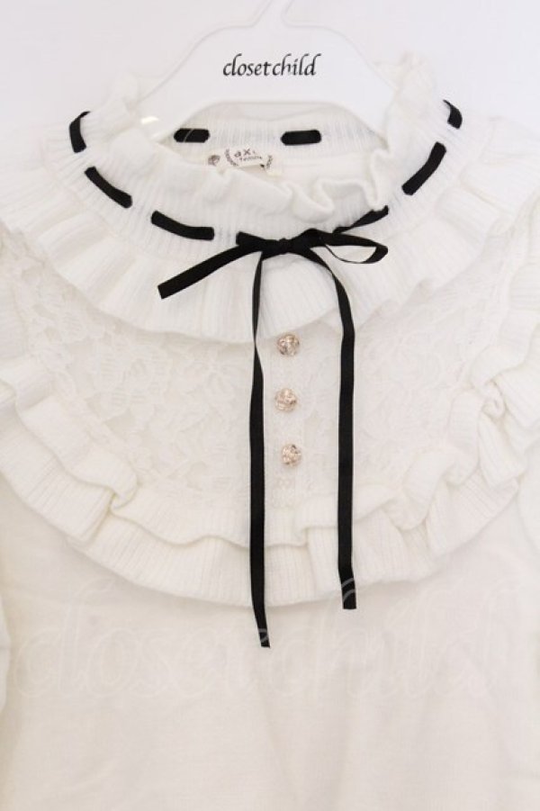 画像2: axes femme / ヨークフリルニット F シロ O-26-03-25-015-AX-TO-YM-OS (2)