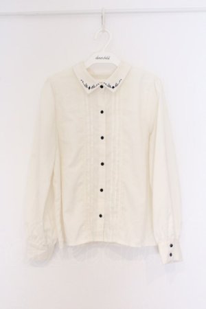 画像: axes femme POETIQUE / 刺繍襟タックブラウス M アイボリー O-26-03-25-016-AX-BL-YM-OS