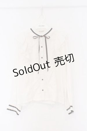 画像: axes femme / リボンタックブラウス M ブラウンｘシロ O-26-03-25-017-AX-BL-YM-OS