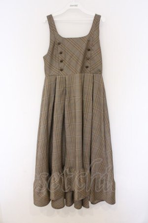 画像: axes femme / Ｗ釦フィッシュテールジャンパースカート  ブラウン O-26-03-25-019-AX-OP-IG-OS