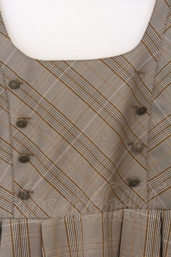 画像2: axes femme / Ｗ釦フィッシュテールジャンパースカート  ブラウン O-26-03-25-019-AX-OP-IG-OS (2)