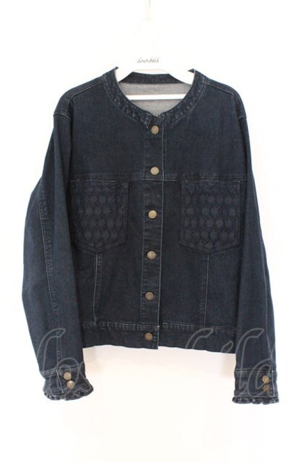 画像1: axes femme / ノーカラージャケット L インディゴ O-26-03-25-020-AX-JA-IG-OS (1)