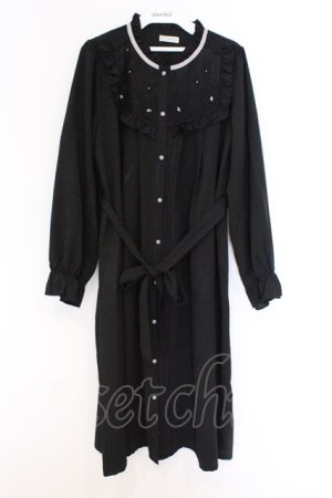 画像: axes femme / ブローチ付長袖ブラウスワンピ M クロ O-26-03-25-026-AX-OP-IG-OS