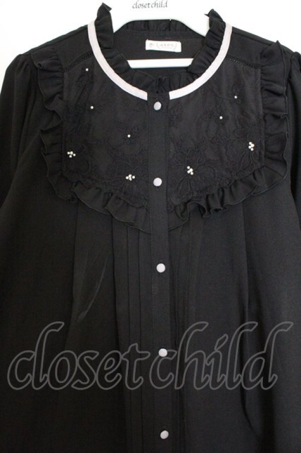 画像2: axes femme / ブローチ付長袖ブラウスワンピ M クロ O-26-03-25-026-AX-OP-IG-OS (2)