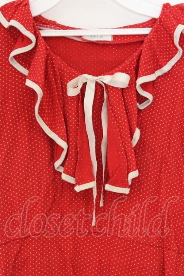 画像2: MILK / ラッフルフリルトップス  アカドット O-26-03-25-028-ML-TS-IG-OS (2)