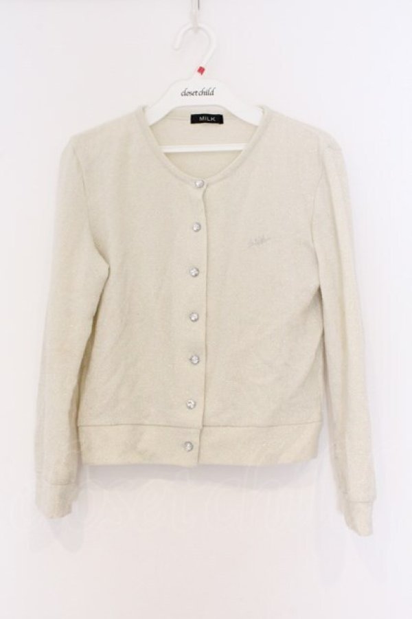 画像1: MILK / ファーカラーカーディガン（ファーカラー欠品）  アイボリー O-26-03-25-032-ML-TO-IG-OS (1)