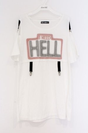 画像: HELL CAT PUNKS / I NEED HELL オープンショルダーTシャツワンピース  ホワイト O-26-03-27-001-PU-TO-OW-OS