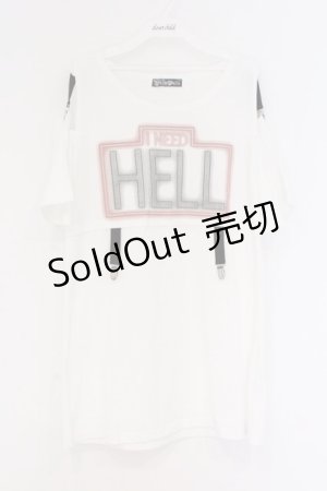 画像: HELL CAT PUNKS / I NEED HELL オープンショルダーTシャツワンピース  ホワイト O-26-03-27-001-PU-TO-OW-ZT0405M