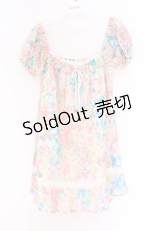 画像: LIZ LISA / はわせレース花柄ワンピース F ピンクｘサックスｘグリーン O-26-03-27-034-LO-OP-YM-OS