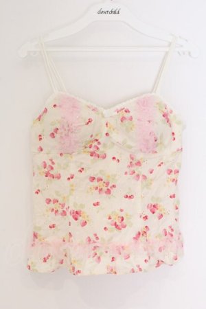 画像: LIZ LISA / グリッターレース花柄ビスチェ  アイボリーｘピンク O-26-03-27-035-LO-TO-YM-OS