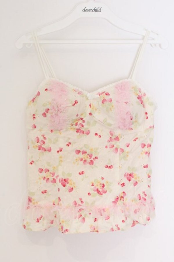 画像1: LIZ LISA / グリッターレース花柄ビスチェ  アイボリーｘピンク O-26-03-27-035-LO-TO-YM-OS (1)