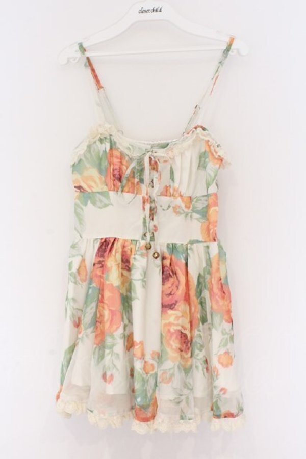 画像1: LIZ LISA / 編み上げローズプリントキャミワンピース  アカｘシロ O-26-03-27-039-LO-OP-YM-OS (1)