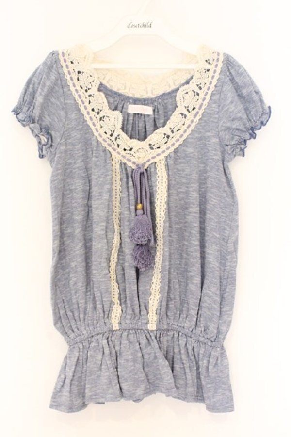 画像1: LIZ LISA / ボーダーコットンロンパース F ブルー O-26-03-27-044-LO-OP-YM-OS (1)