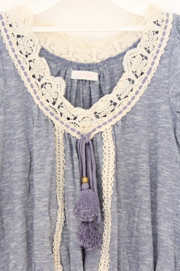 画像2: LIZ LISA / ボーダーコットンロンパース F ブルー O-26-03-27-044-LO-OP-YM-OS (2)