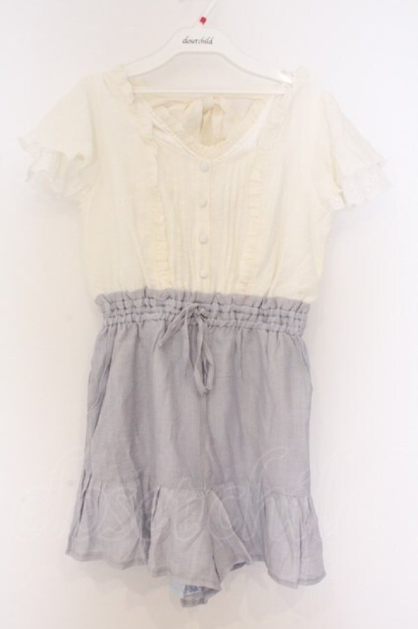 画像1: LIZ LISA / ドッキングロンパース 0 シロｘブルー O-26-03-27-045-LO-OP-YM-OS (1)