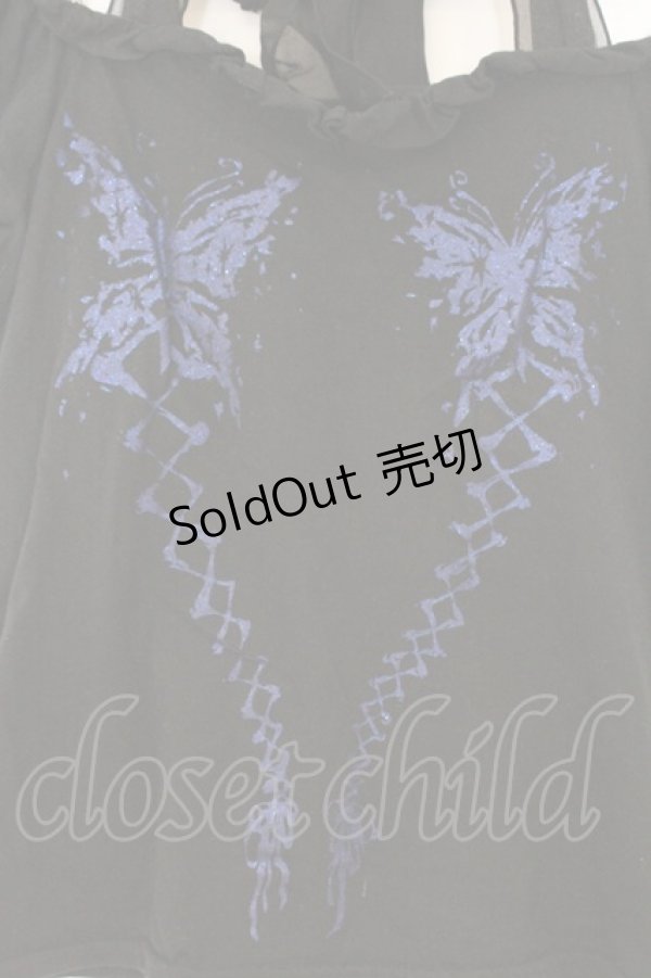 画像2: BPN / 蝶プリントパフカットソー M ブラック O-26-03-27-048-GO-TO-OW-OS (2)