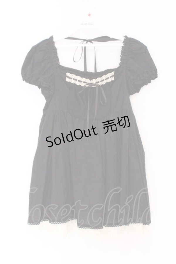 画像1: BPN / はしごレース配色チュニック M ブラック O-26-03-27-049-GO-OP-OW-OS (1)