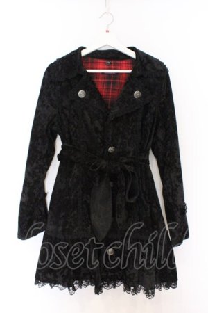 画像: ALGONQUINS / 裏地チェックベルベットコート 2 ブラック×レッド O-26-03-27-050-AL-CO-OW-OS