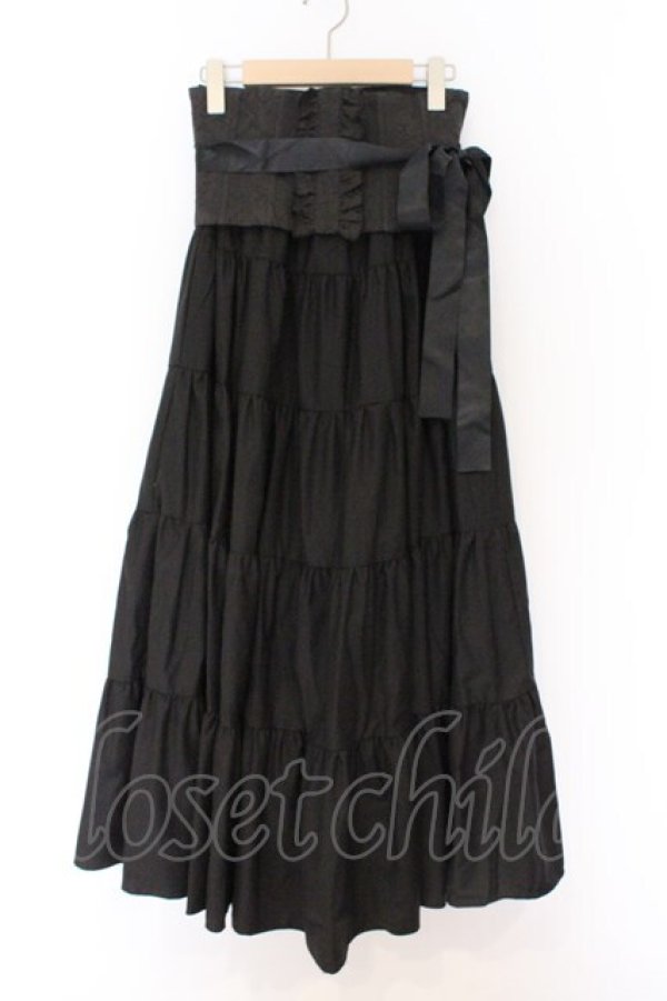 画像1: BPN / コルセット付きロングティアードスカート M ブラック O-26-03-27-051-GO-SK-OW-OS (1)