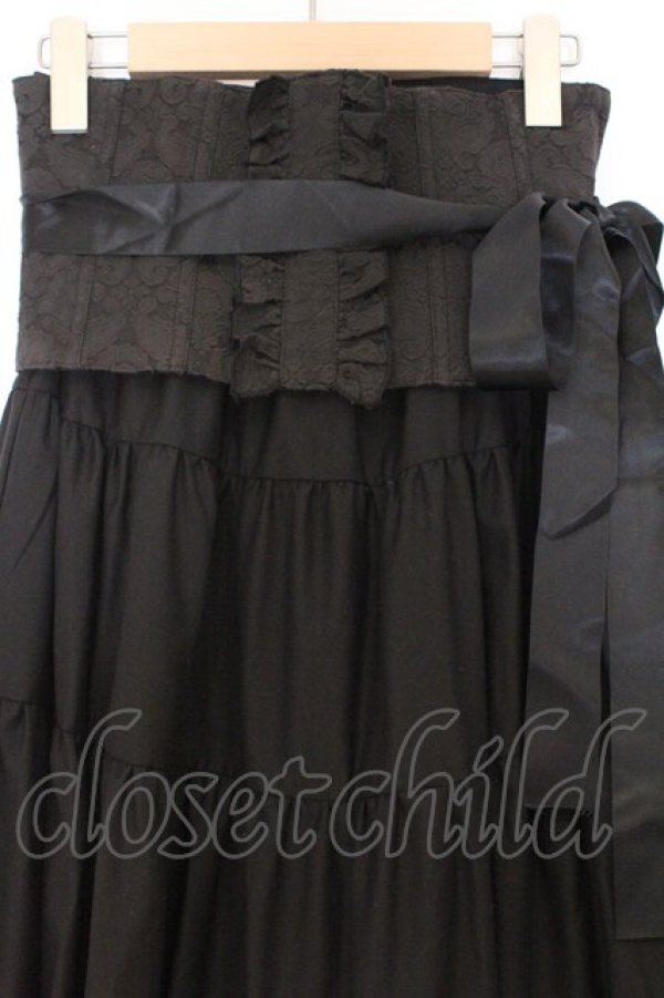 画像2: BPN / コルセット付きロングティアードスカート M ブラック O-26-03-27-051-GO-SK-OW-OS (2)