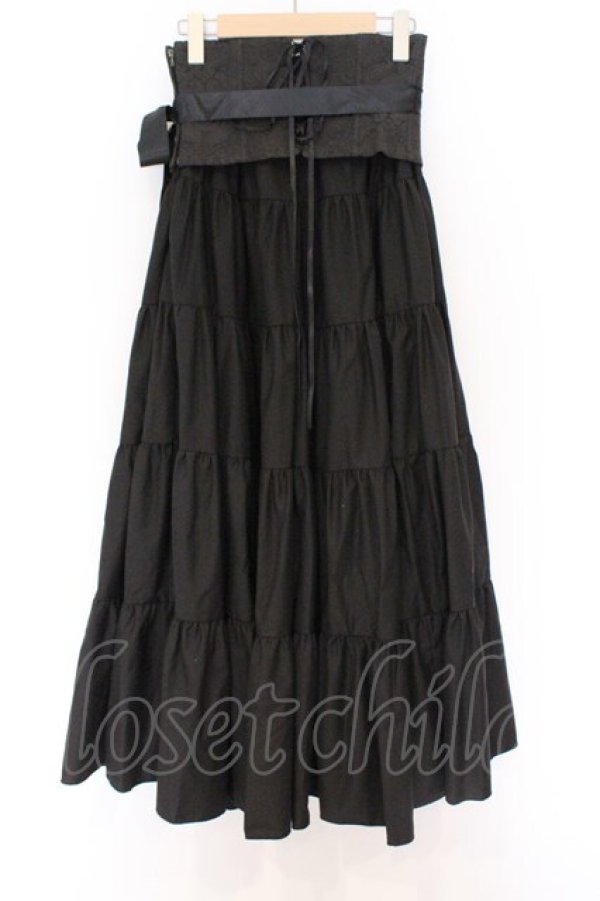 画像3: BPN / コルセット付きロングティアードスカート M ブラック O-26-03-27-051-GO-SK-OW-OS (3)