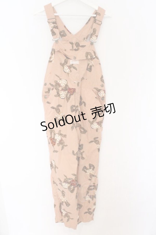 画像1: PINK HOUSE / うさぎ柄サロペットパンツ  ピBク O-26-03-27-053-LO-OP-IG-OS (1)