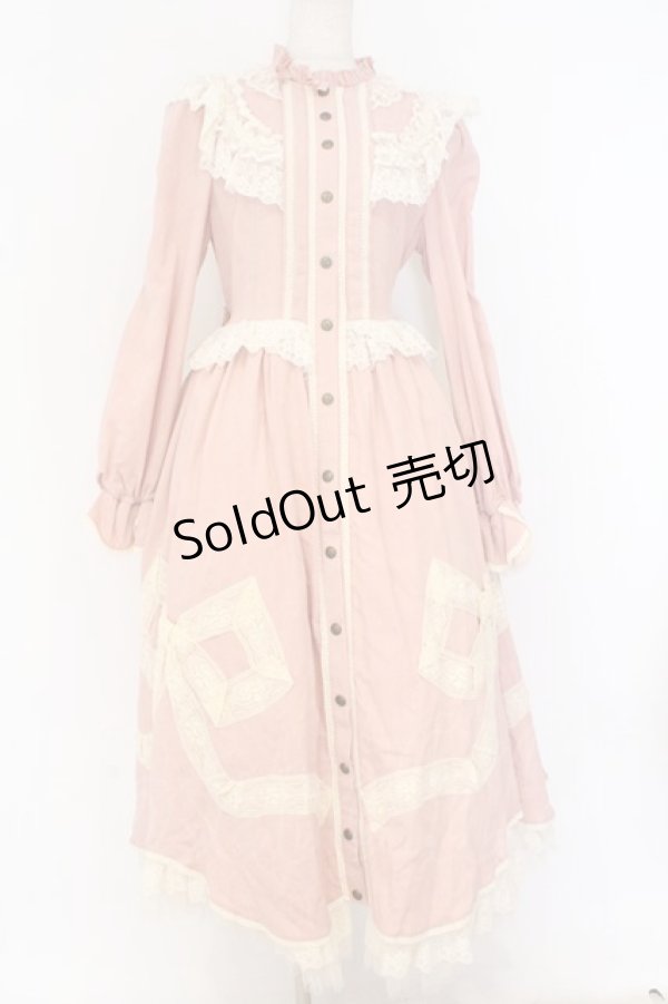 画像1: Hoshibako Works / リボンフローラコットンレースロングワンピース  ピンク×生成り O-26-03-27-058-LO-OP-IG-OS (1)