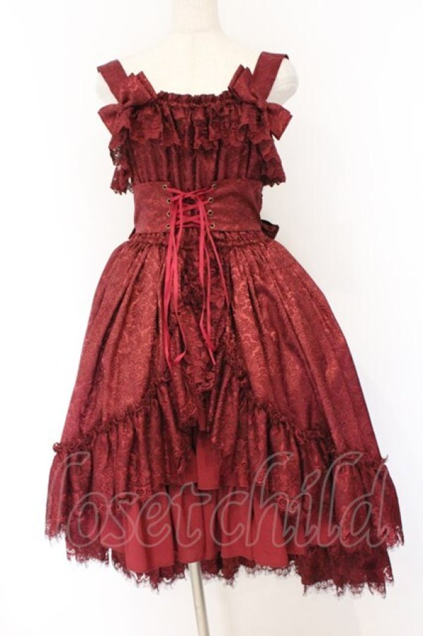 画像1: ATELIER PIERROT / Mystique Jacquard ジャンパースカート  ボルドー O-26-03-27-059-EL-OP-IG-OS (1)