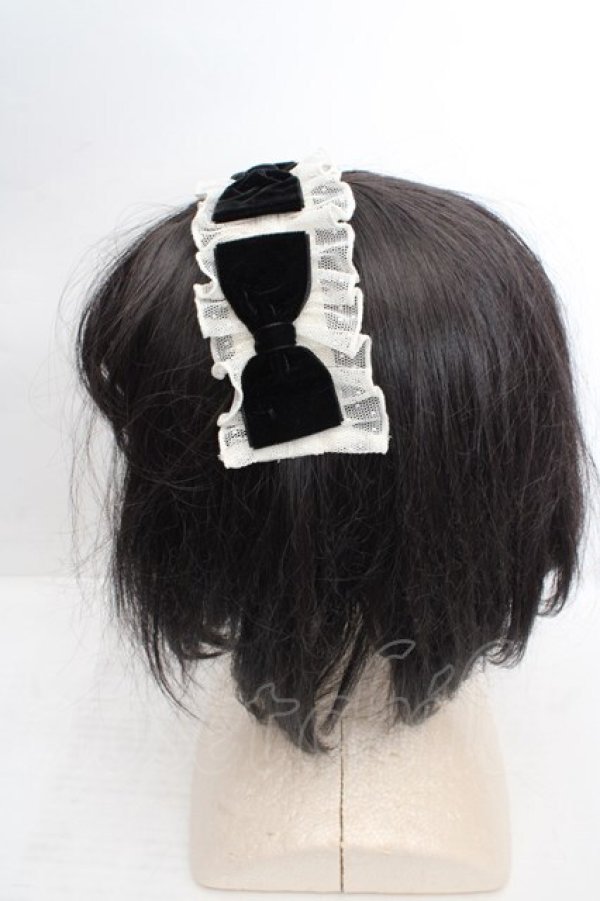 画像2: Melody BasKet / ご令嬢のチュールフリルヘアクリップ  アイボリー×ブラック O-26-03-27-1030-LO-AC-OW-OS (2)