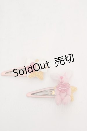 画像: metamorphose / うさぎ＆星パッチンピン  ピンク O-26-03-27-1049-ME-AC-OW-OS