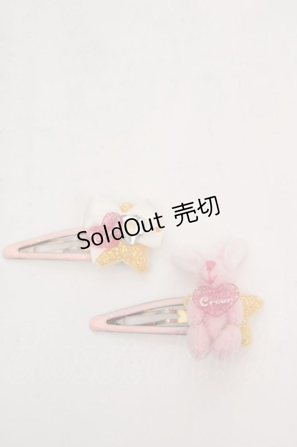 画像1: metamorphose / うさぎ＆星パッチンピン  ピンク O-26-03-27-1049-ME-AC-OW-OS (1)