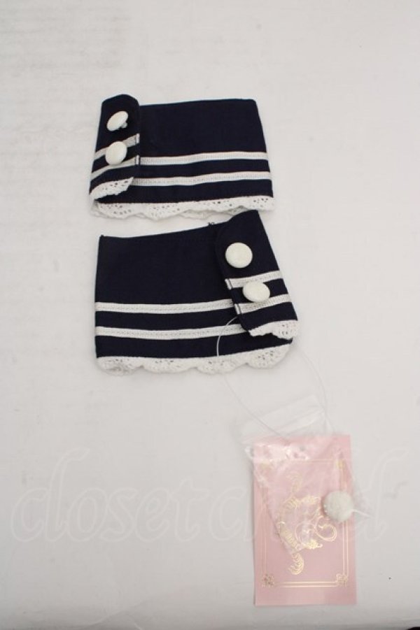 画像1: metamorphose / セーラーカフス(イカリ柄ボタン)  ネイビー O-26-03-27-1059-ME-ZA-OW-OS (1)